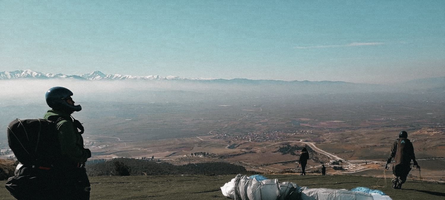 Paragliding landscape over mountains