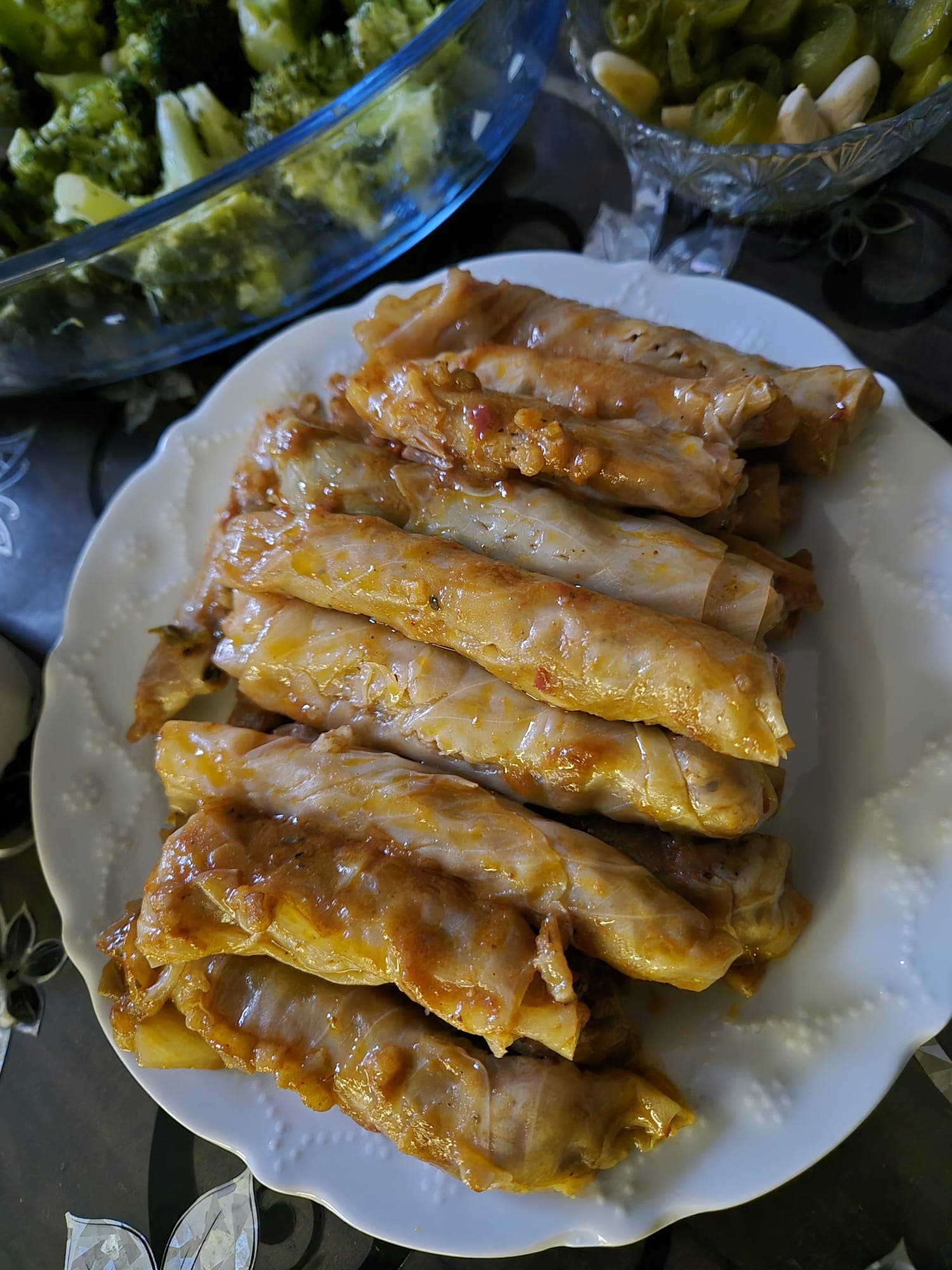Stuffed cabbage rolls neatly arranged in a pot
